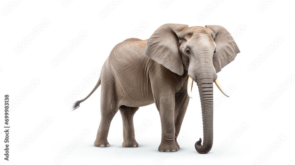 Elephant on White Background. Animal, Mammal, Wildlife, Safari
