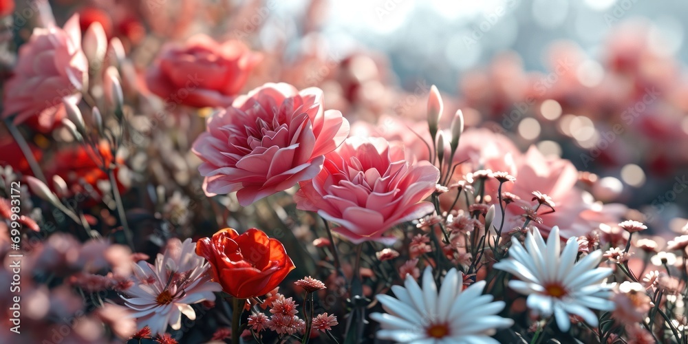Valentine's Day background with colourful flowers Valentine's Day background with colourful flowers