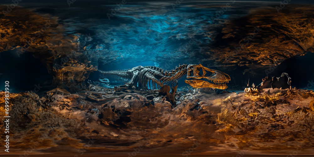 Dead Mosasaurus, underwater 8K VR equirectangular projection, environment map. HDRI spherical panorama