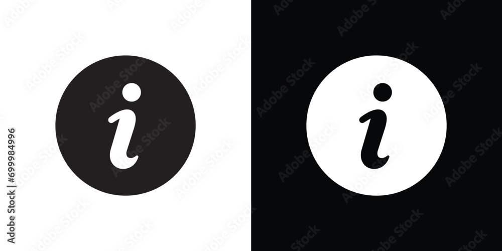 Info icon on black and white, information  - obrazy, fototapety, plakaty 
