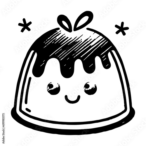 Pudding ,Food Doodles line , Line art , hand-drawn in the style of doodles line SVG File.