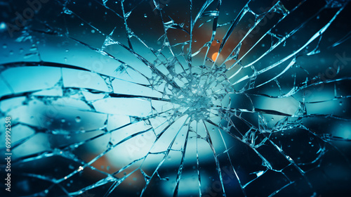 Car glass broken in cracks