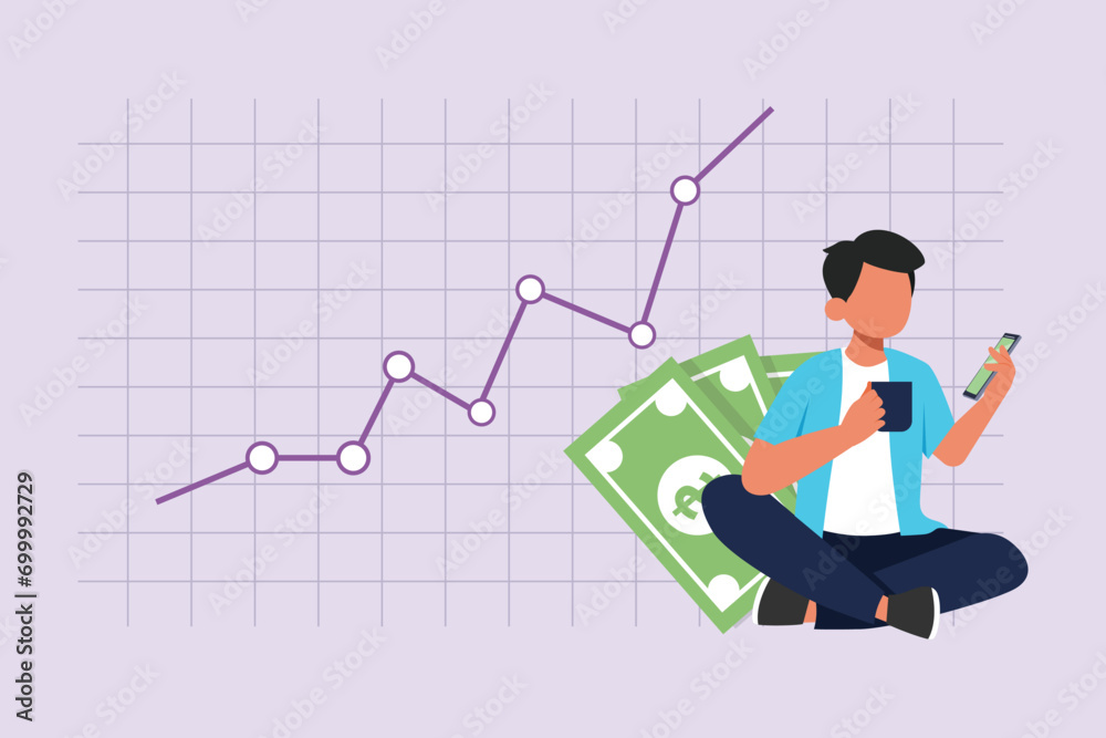 Saving money, analyzing, planning personal budget, investing. Financial management concept. Colored flat vector illustration isolated. Saving money, analyzing, planning personal budget, investing. Financial management concept. Colored flat vector illustration isolated.
