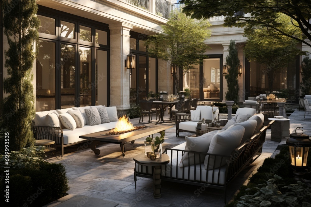 Fototapeta premium patio with tables and chairs