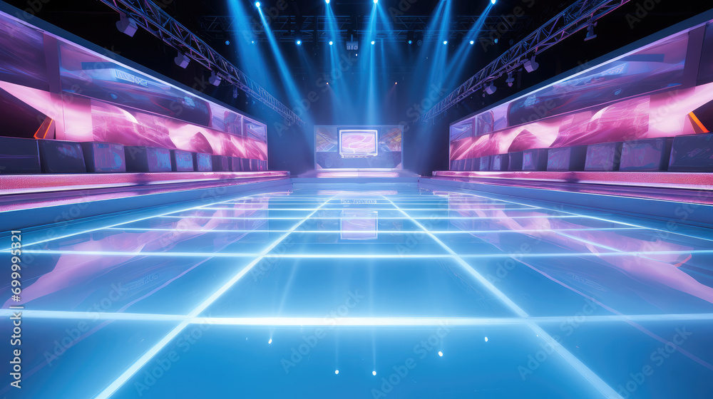 Game Show on ice skating area. Generative AI. Game Show on ice skating area. Generative AI.