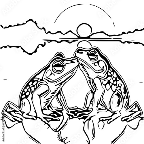 black and white frog love, svg Generative AI, 147