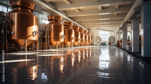 Sake brewery interior. Generative AI. photo