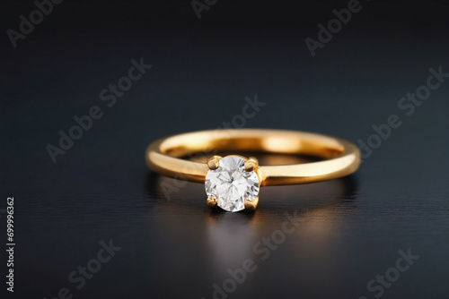 Gold ring on a black pastel background