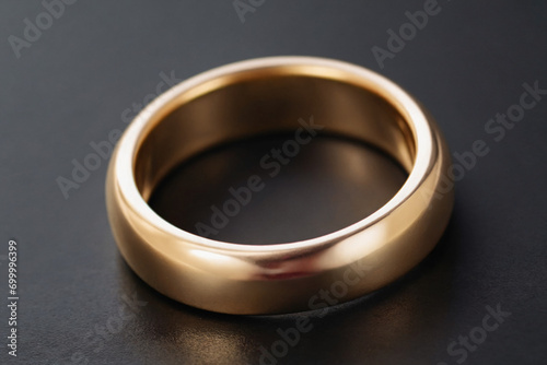 Gold ring on a black pastel background