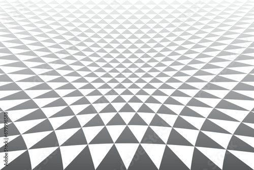 Abstract Triangles Pattern in Diminishing Perspective. Black and White Background.