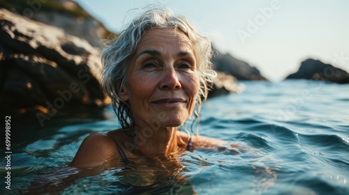 joyful woman swimming in the sea © Ezio Gutzemberg
