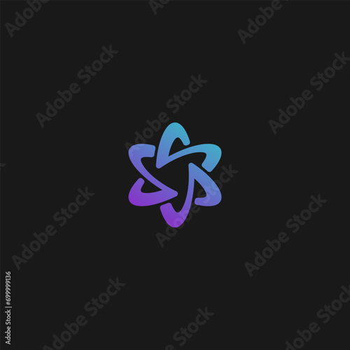 Triple letter S logo in orbital atom shape - purple green.
