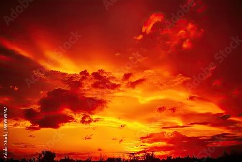 design background sky evening bright beautiful clouds sky yellow orange red sunset colorful © akkash jpg