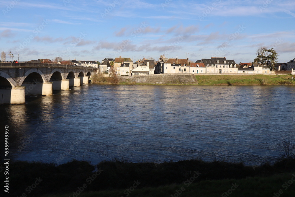 Les rives du fleuve Loire, bords de Loire, ville de Amboise, département de l'Indre et Loire, France