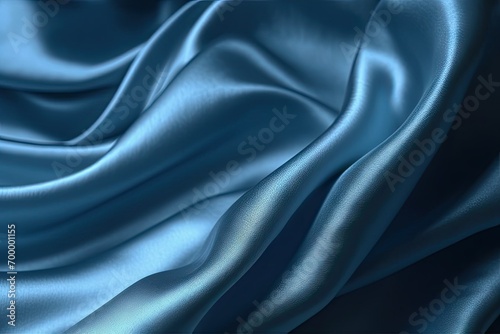 background elegant folds wavy fabric flowing shiny texture fabric satin silk background blue abstract