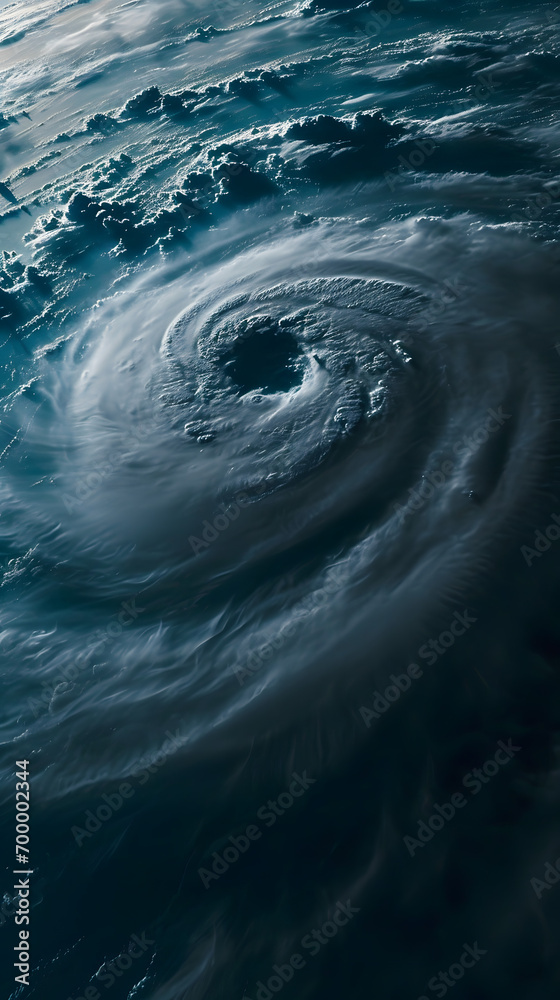 big storm clouds over the sea in space view

