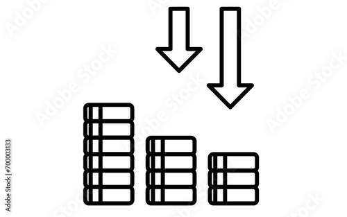 Icon with profit and loss on investment, simple line drawing illustration