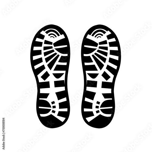 Silhouette of two footprints in sandals on a white background. Human footprints. Vector illustration.
