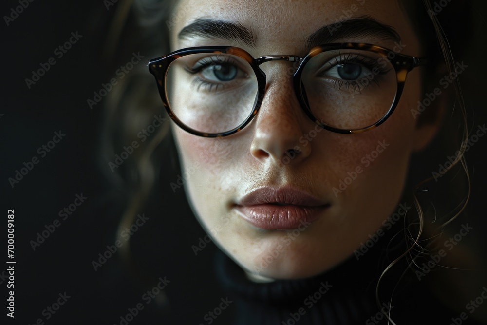 Elegant eyewear in a chic portrait Elegant eyewear in a chic portrait