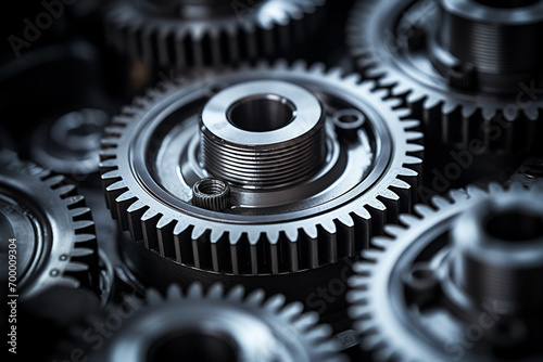 close up of a gear spare part in an engine bokeh style background