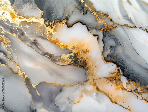 Marble texture background. Abstract pattern of marble with gold veins. Generative AI © AlexandraRooss