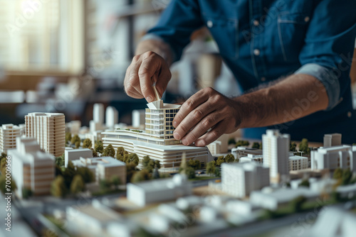 Architectural Ingenuity: Crafting a Vision for a Dynamic Business District – Meticulous Model Creation Unveils Urban Brilliance and Futuristic Design. photo