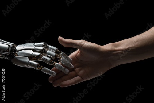 a robot hand reaching to human hand