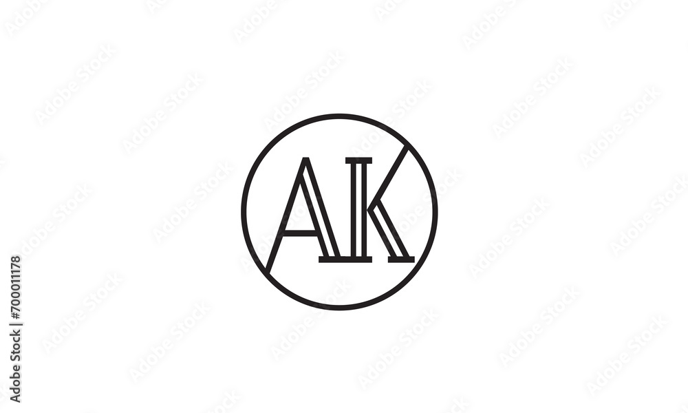AK, KA , A , K , Abstract Letters Logo Monogram	