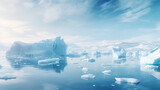 Arctic glaciers and ice icebergs in ocean. Stunning