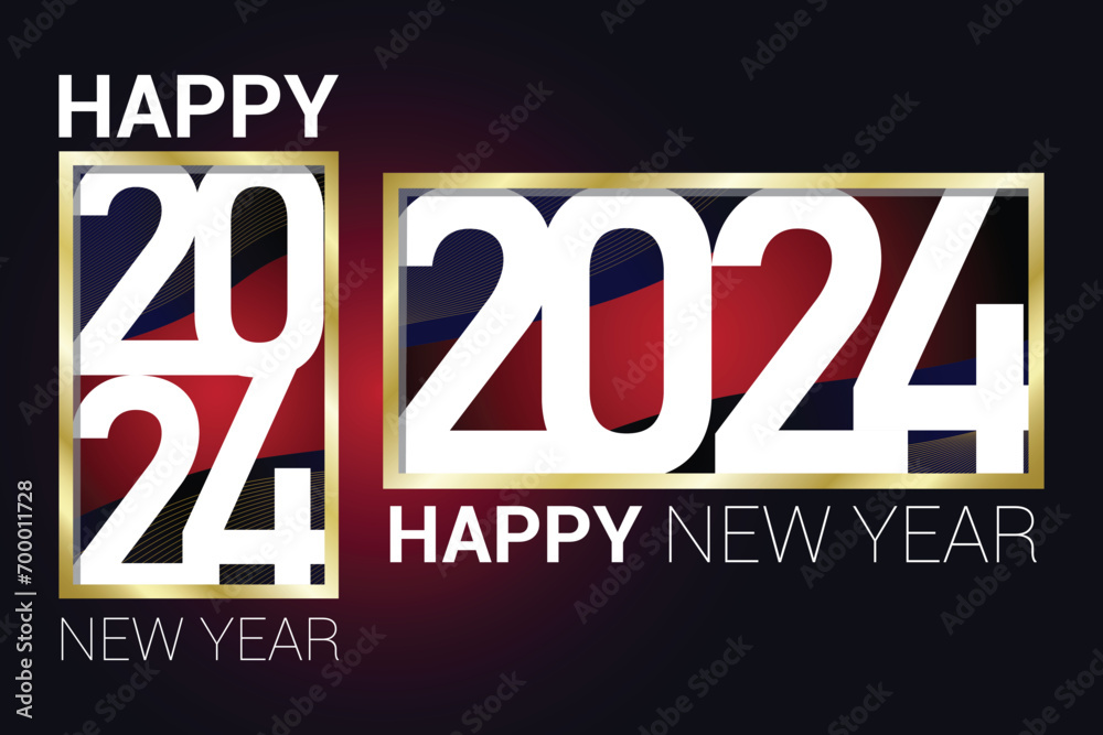 Happy New Year 2024 in frame dark background