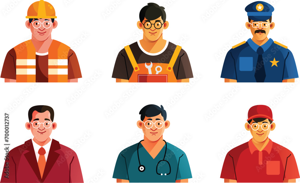 Naklejka premium Labour Character Avatar Set