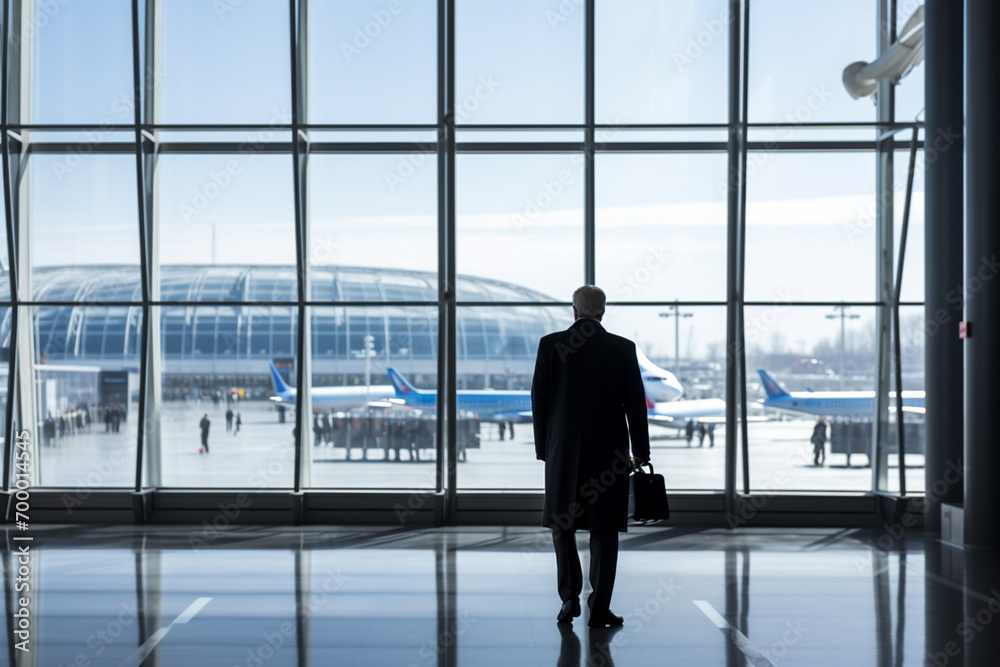 a businessman standing at the airport a businessman standing at the airport