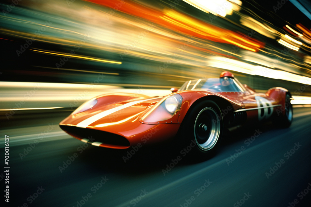 An abstract portrayal of high-speed auto racing, with blurred elements creating a visual symphony of velocity.