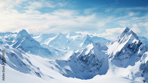 Beautiful alpine panoramic view snow capped mountain © Daniel