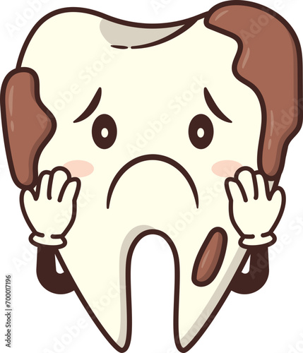 Kawai Painful Teeth Character Sad Expression