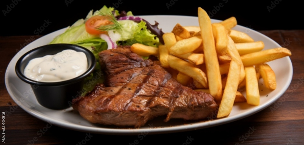 grilled steak with french fries  generated by AI
