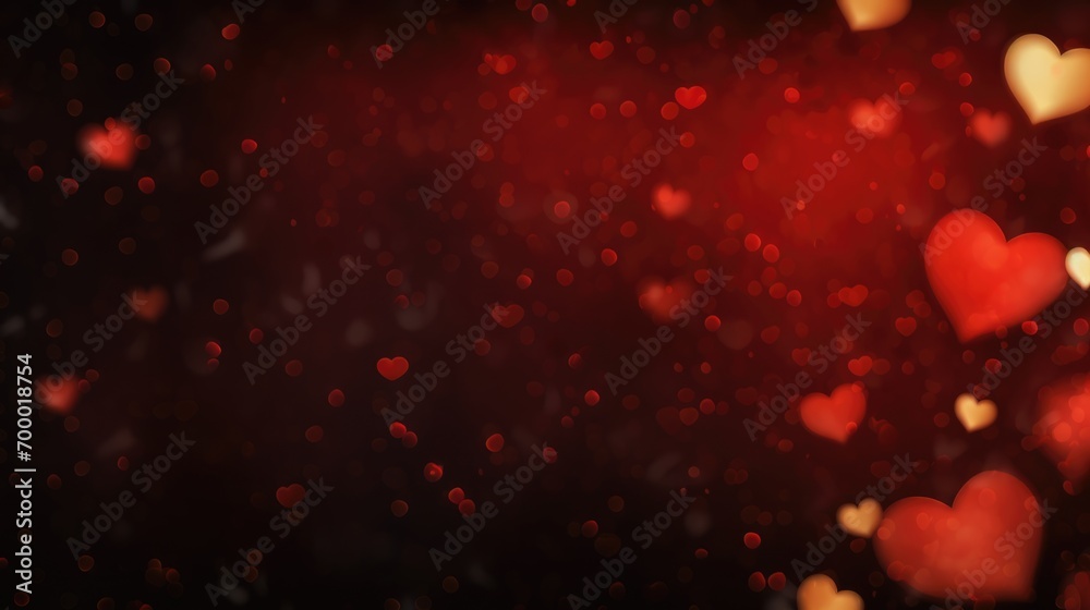 Obraz premium Red hearts on a dark background. Generative ai