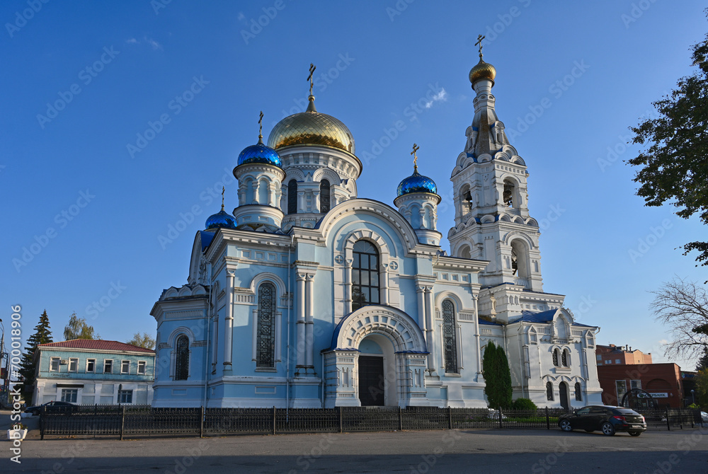 Assumption Cathedral in Maloyaroslavets town at sunset