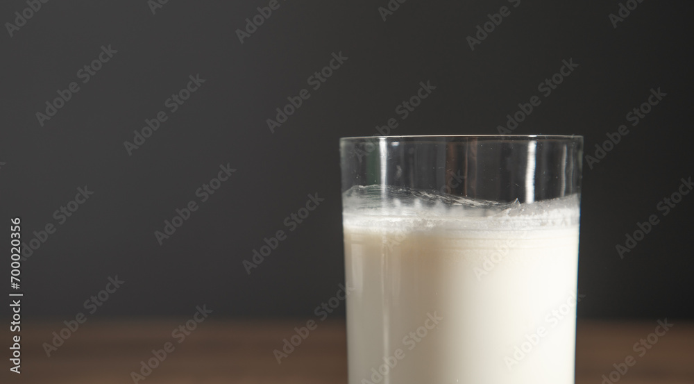 Glass of milk on the table. Glass of milk on the table.