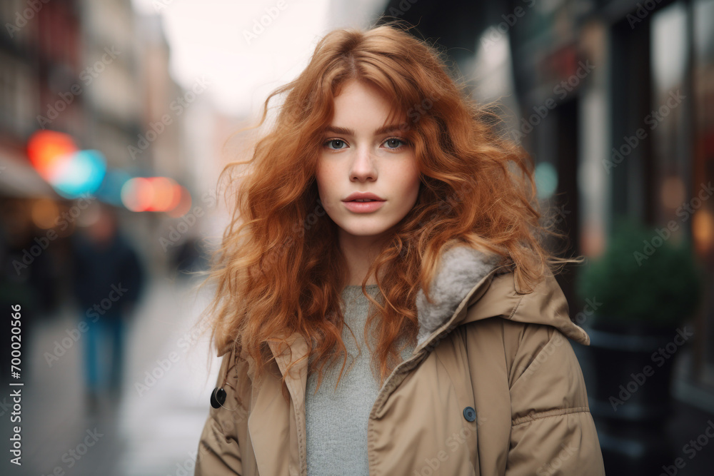 Fashion, leisure, make-up, hairstyle and lifestyle concept. Beautiful young woman outdoors urban street portrait. Gorgeous model looking at camera Fashion, leisure, make-up, hairstyle and lifestyle concept. Beautiful young woman outdoors urban street portrait. Gorgeous model looking at camera