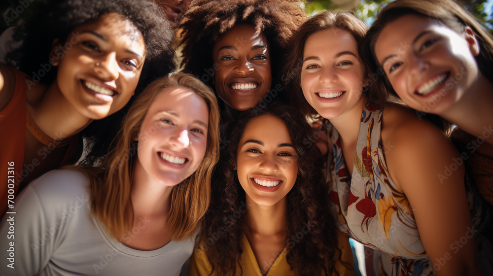 Diverse group of happy friends taking a selfie together, smiling at the camera, close-up. Diverse group of happy friends taking a selfie together, smiling at the camera, close-up.