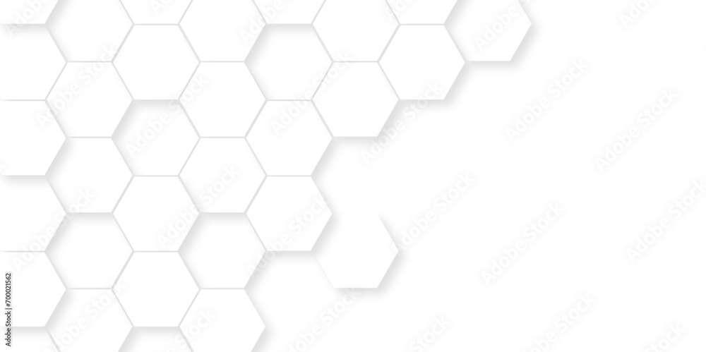 Seamless pattern with hexagonal white and gray technology line paper ...