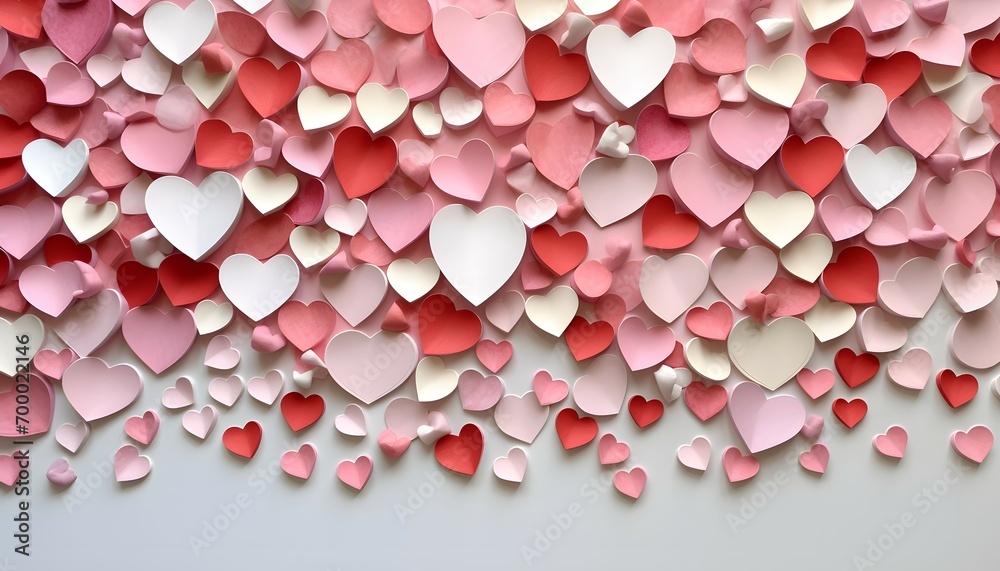 Obraz premium Romantic Assortment of Pink and Red Paper Hearts
