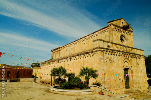 L'antico borgo di Tratalias con la bella Basilica di Santa Maria di Monserrato edificata in stile romanico pisano.Sulcis Iglesiense Sardegna Italy