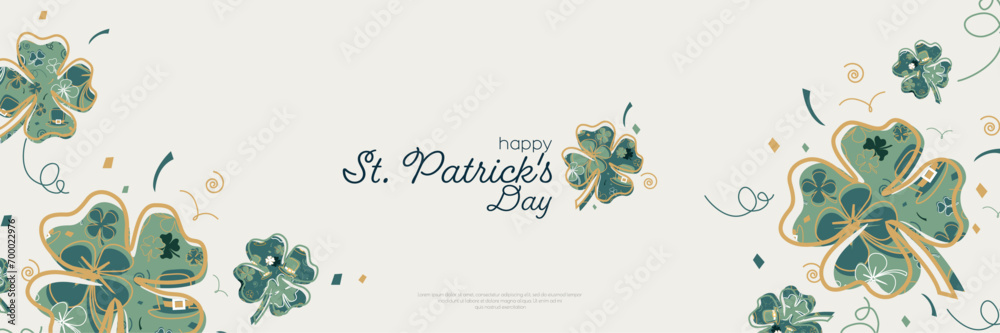 Happy St. Patricks Day banner. - obrazy, fototapety, plakaty 