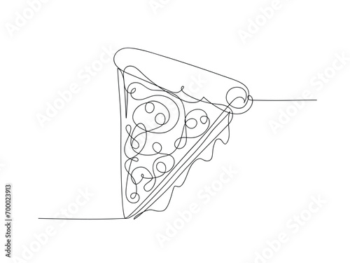 Continuous one line art pizza isolated vector illustration