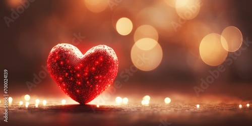 The symbol of true love is a red heart, which represents the warmth and firmness of emotion,  photo