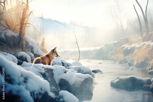 frozen riverbank & a foxs steamy exhale photo