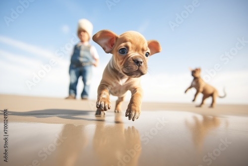 puppys first steps in sand photo