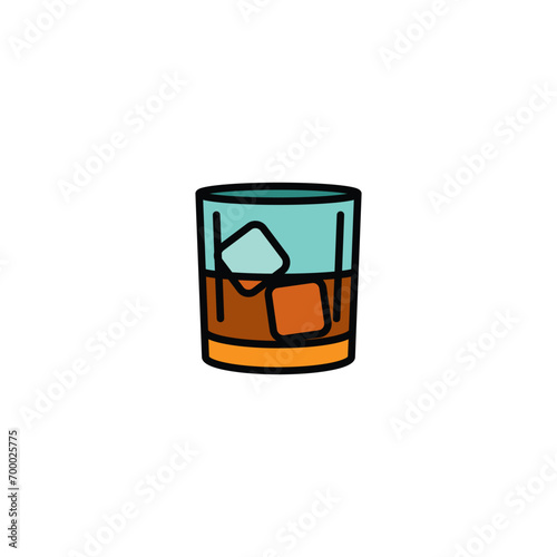 Original vector illustration. The icon of a whiskey glass with ice.